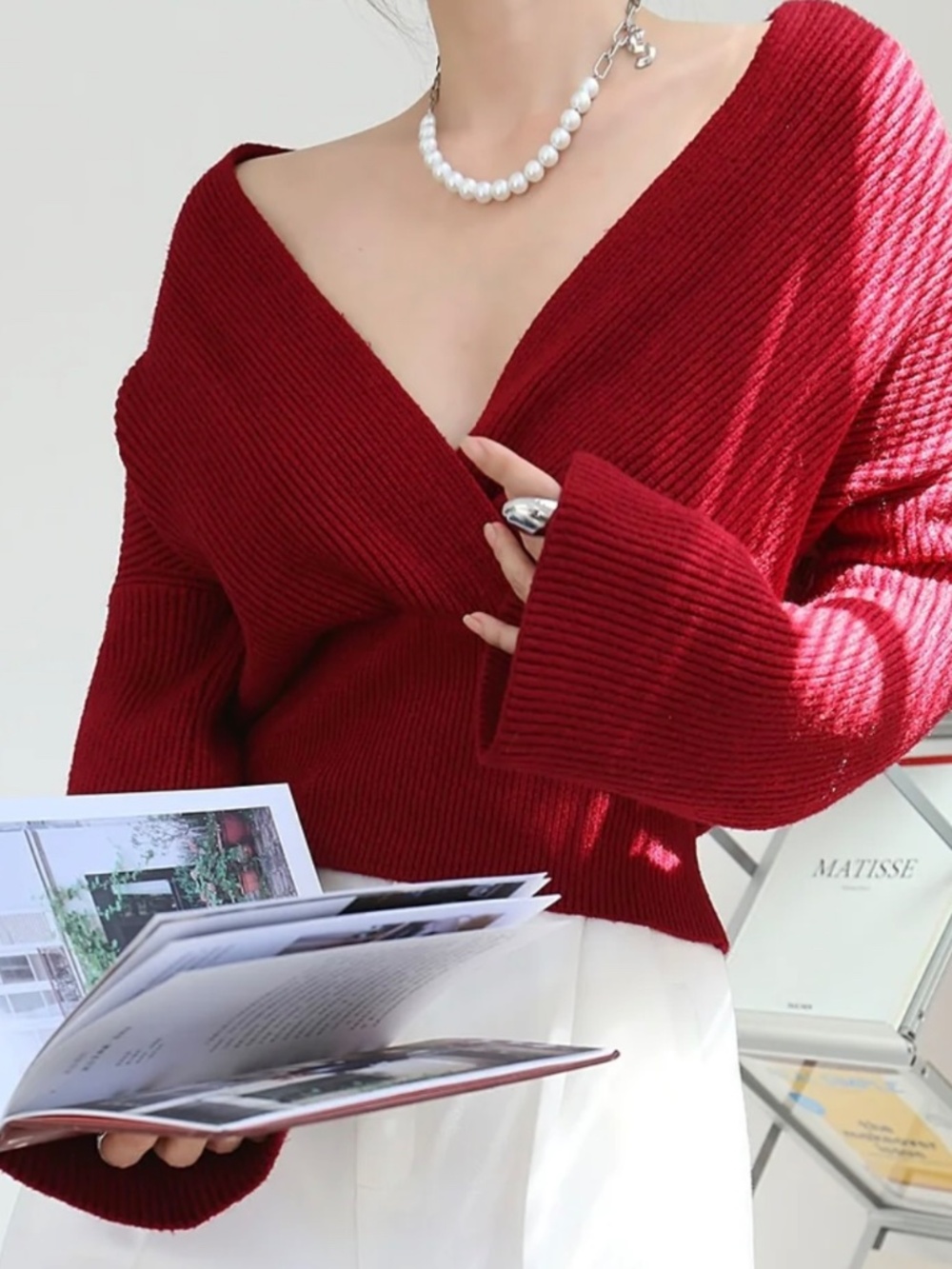Commense Red Wrap-Front Women's Sweater NWT SZ Small or XSmall